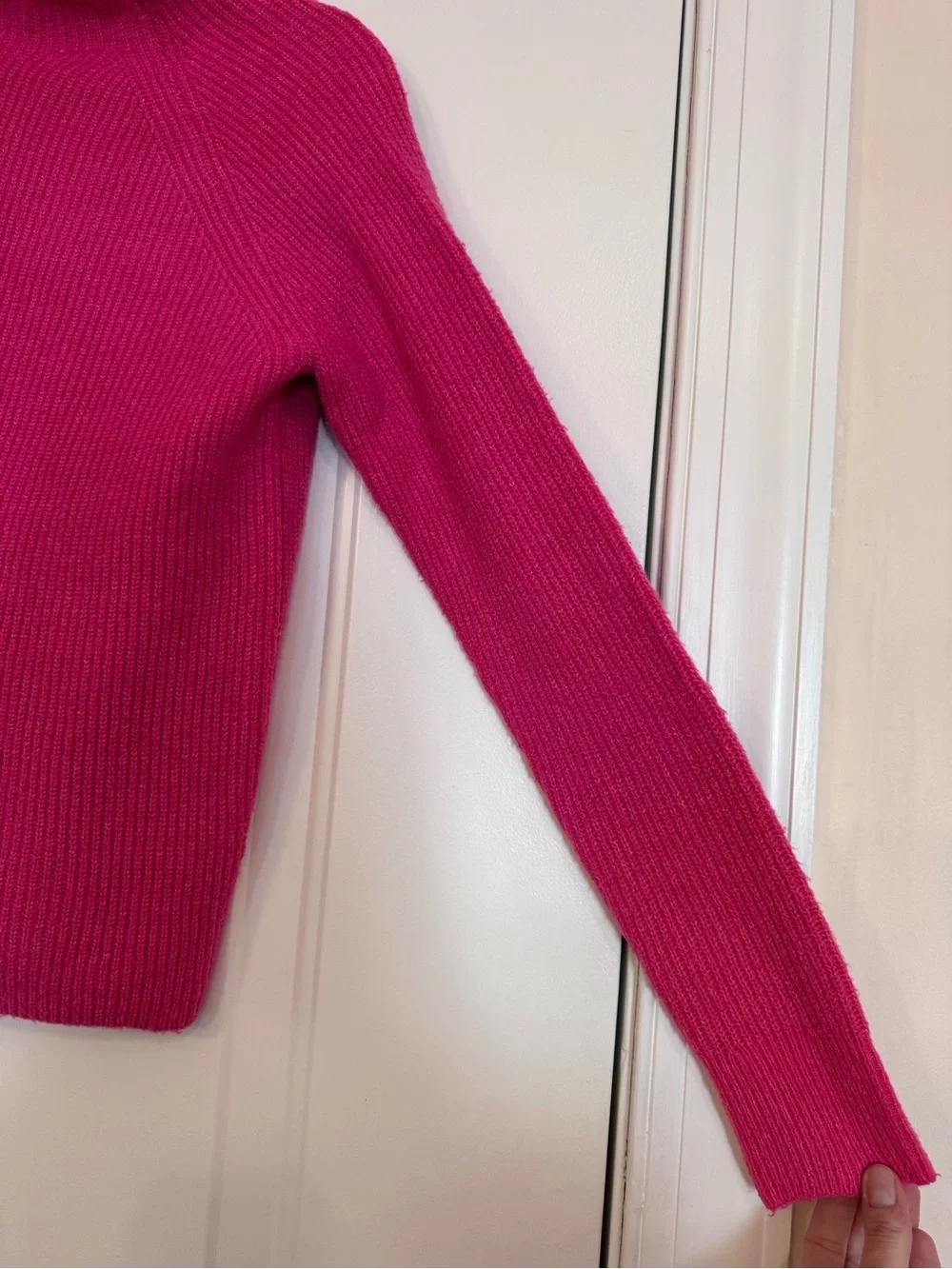 Halogen Hot Pink Ribbed Mock-Neck Sweater